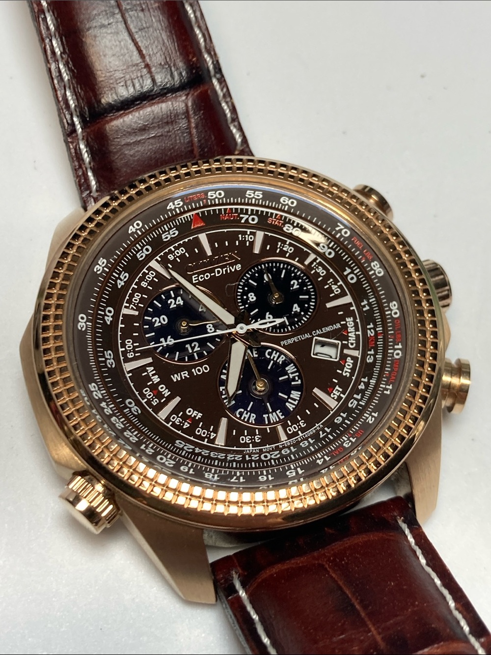Citizen Eco Drive, rose gold tone, E820-S068941, leather strap